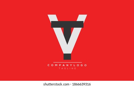 Diseño del logotipo del alfabeto de texto de letra monográfica de VT TV iniciales