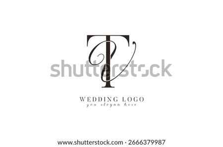 VT TV monogram wedding logo with initial letters