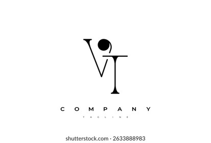 VT Typography Logo Design. Stylish monogram design depiction featuring the letters V and T combined in an artistic signature style, delivering a unique and creative visual representation.
