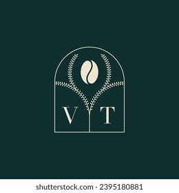 VT Unique and simple logo design combination of letters and coffee bean