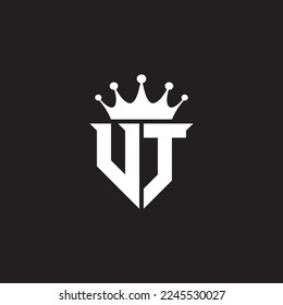 Símbolo de monograma de logotipo VT o UT con diseño de forma de corona vector
