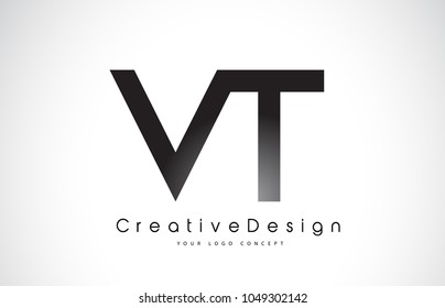 VT V T Letter Logo Design in Black Colors. Creative Modern Letters Vector Icon Logo Illustration.