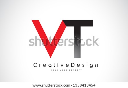VT V T Letter Logo Design in Black Colors. Creative Modern Letters Vector Icon Logo Illustration.