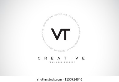 VT V T Logo Design with Black and White Creative Icon Text Letter Vector.