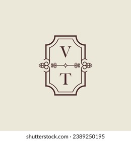 VT vintage wedding initial logo in high quality professional design that will print well across any print media