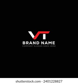 VT White Letter monogram Logo Design with Black Background. V T