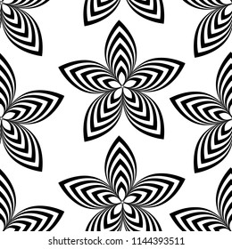 Vtctor of seamless pattern with black and white striped flowers
