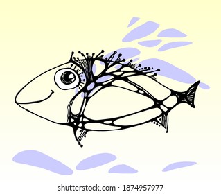 Vtctor. Un pez sonriente. Abstracción. Dibujo.