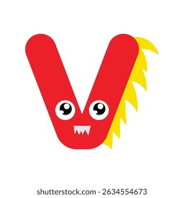 v,t,s,u alphabet cute monster isolated on white background