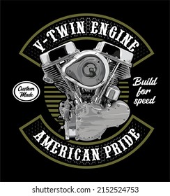v-twin engine american legend vector template