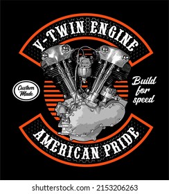 v-twin engine knucklehead vector template