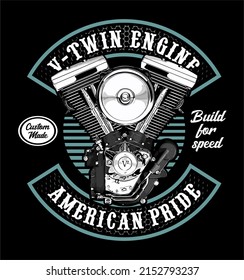 v-twin engine twin cam vector template
