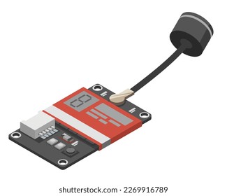 VTX Video Transmitter Circuit Board FPV Drone Racing Freestyle Drone Komponenten isometrische einzelne Vektorgrafik 