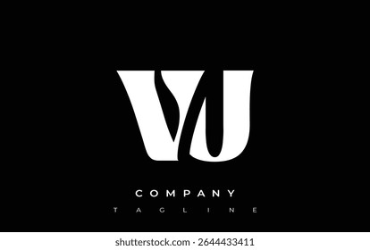 VU Creative Abstract Typography Logo Design. Elegant logo combining bold typography and creative shapes, ideal for branding and identity solutions.