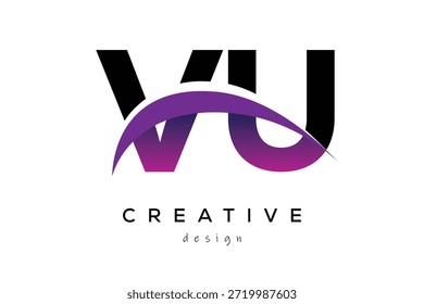 VU kreative und moderne Buchstaben Logo Design mit kreativen lila Welle abstrakte Latter Logo Konzept.