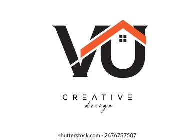 Monograma y logotipo del hogar de la arquitectura inmobiliaria creativa de VU