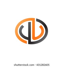 VU initial letters looping linked ellipse logo orange black