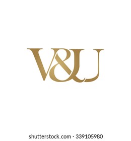 V&U Initial logo. Ampersand monogram golden logo