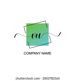 VU Initial logo handwriting typographic template