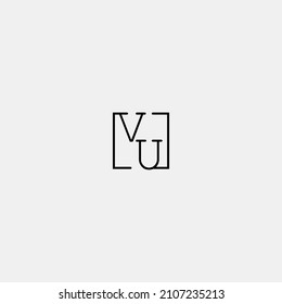 VU initial logo in line concept in high quality professional design that will be best for companies
