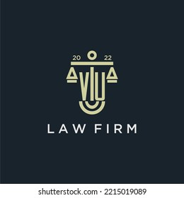 VU initial monogram logo for lawfirm with scale vector design
