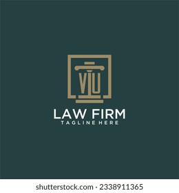 VU initial monogram logo for lawfirm with pillar design in creative square