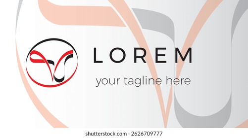 VU letter logo with connected style framed by circle, simple yet elegant logo design