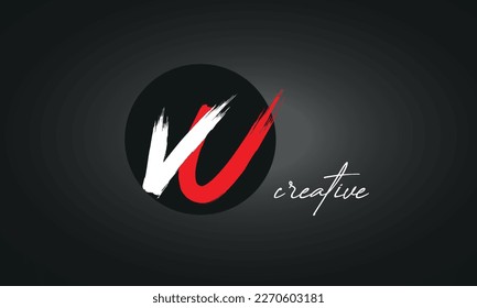 Icono del logotipo de pincel de letras de VU, diseño de vectores elegantes