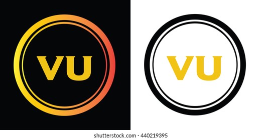 VU letters icon design template elements in abstract background logo, design identity in circle, alphabet letter