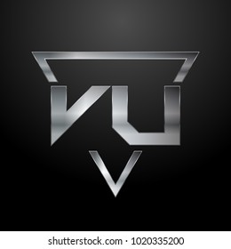 VU Logo, Metal Logo, Silver Logo, Monogram, Polygon