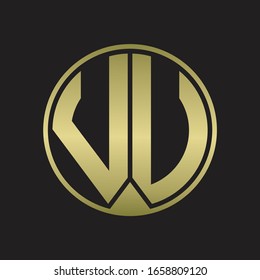 VU Logo monogram circle with piece ribbon style on gold colors