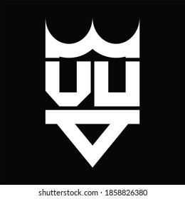 VU Logo monogram with crown shape isolated on Black background