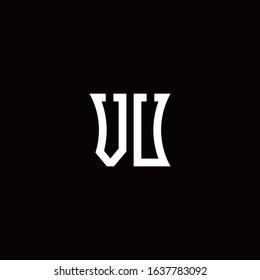 VU monogram logo with curved side style design template