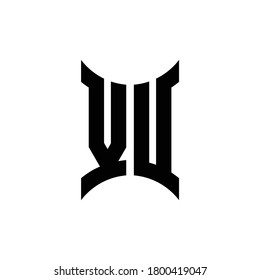VU monogram logo with curved side design template