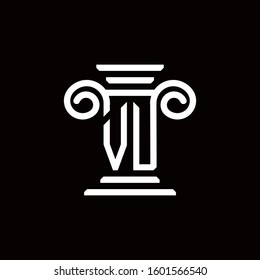 VU monogram logo with pillar style design template