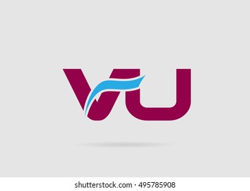 VU negative space letter logo
