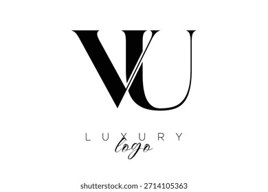 VU Serif Letter Monogram Typography Logo for Elegant Premium Branding Identity