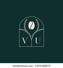 VU Unique and simple logo design combination of letters and coffee bean