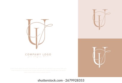  VU UV Initial monogram letters logo with wedding template