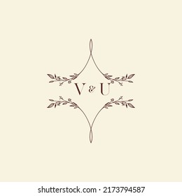 Cartas iniciales del logotipo de la boda VU en un diseño profesional de alta calidad que se imprimirán en cualquier medio impreso