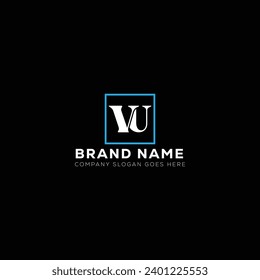 VU White Letter Monogram Logo Design mit schwarzem Hintergrund. V U