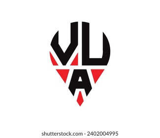 diseño de logotipo de la forma de ubicación de la letra VUA