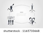 Vuca word - uncertainty, ambiguity, complexity, volatility set concept. Hand drawn isolated vector