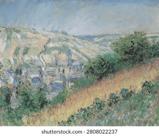 Vue de Vétheuil - vector illustration 