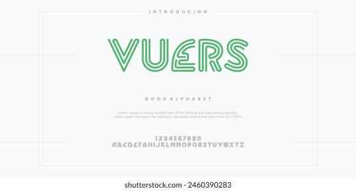 Vuers abstract lined minimal modern alphabet fonts. Typography technology vector illustration