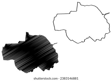 Vught Town and municipality (Kingdom of the Netherlands, Holland, North Brabant or Noord-Brabant province) map vector illustration, scribble sketch map