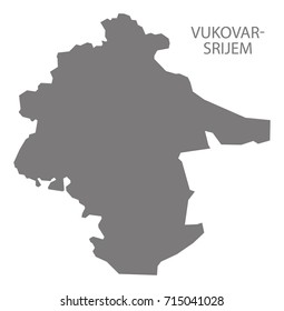 Vukovar-Srijem Croatia county map grey illustration silhouette shape