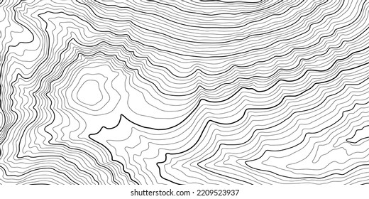 The Vulcan. Black on white contours vector topography stylized height of the lines. The concept of a conditional geography scheme and the terrain path. Wide. Map on land vector terrain Illustration.