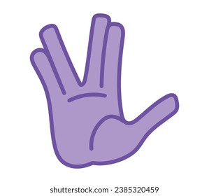 vulcan gesture in purple hand vector isolated