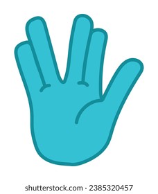 vulcan salute in blue hand vector isolated